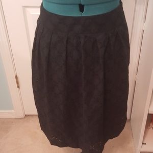 Ann Taylor Sz14 black eyelet knee length skirt